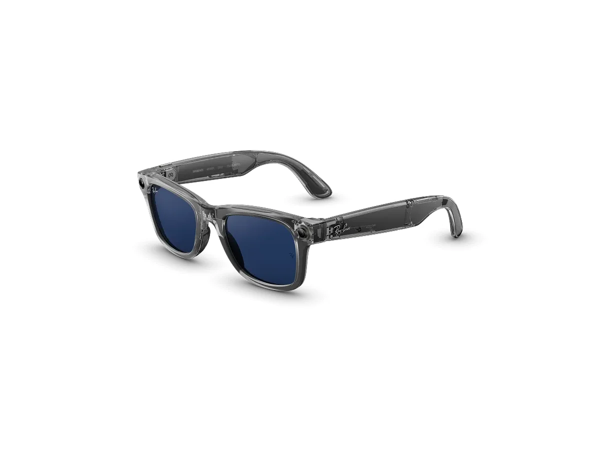 Ray-Ban Meta Wayfarer (Gen 2) — Shiny Transparent Grey, Transitions Sapphire