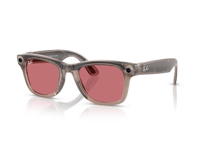 Ray-Ban Meta Wayfarer — Shiny Warm Stone, Clear/Watermelon Red Transitions
