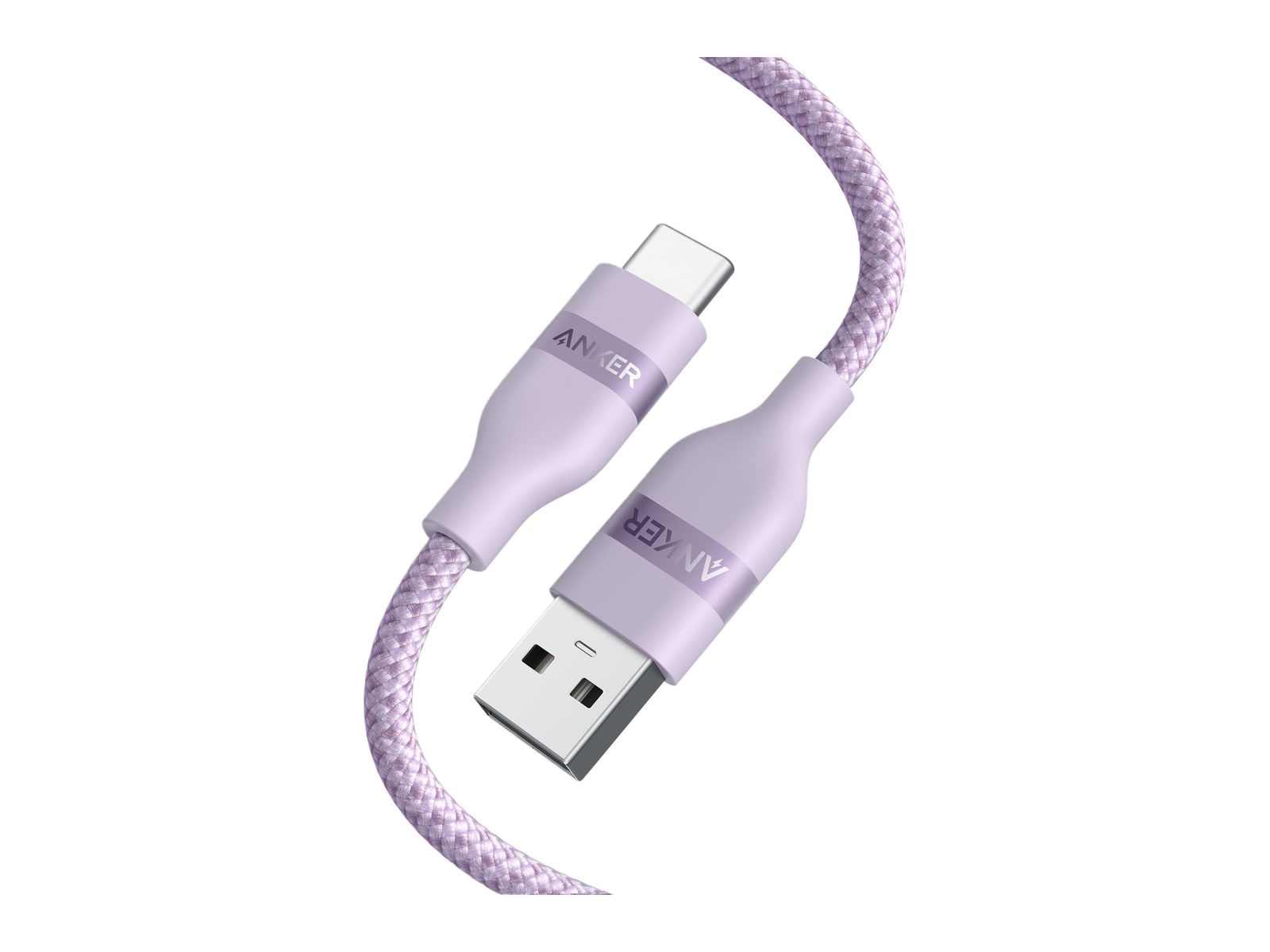 Anker - USB-A to USB-C Cable (Upcycled-Braided) 3 ft Violet Charging Cables