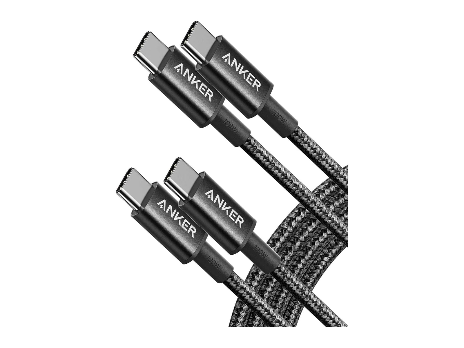Anker - USB C to USB C Cable (2-Pack, 6 feet, 100W) Black Charging Cables