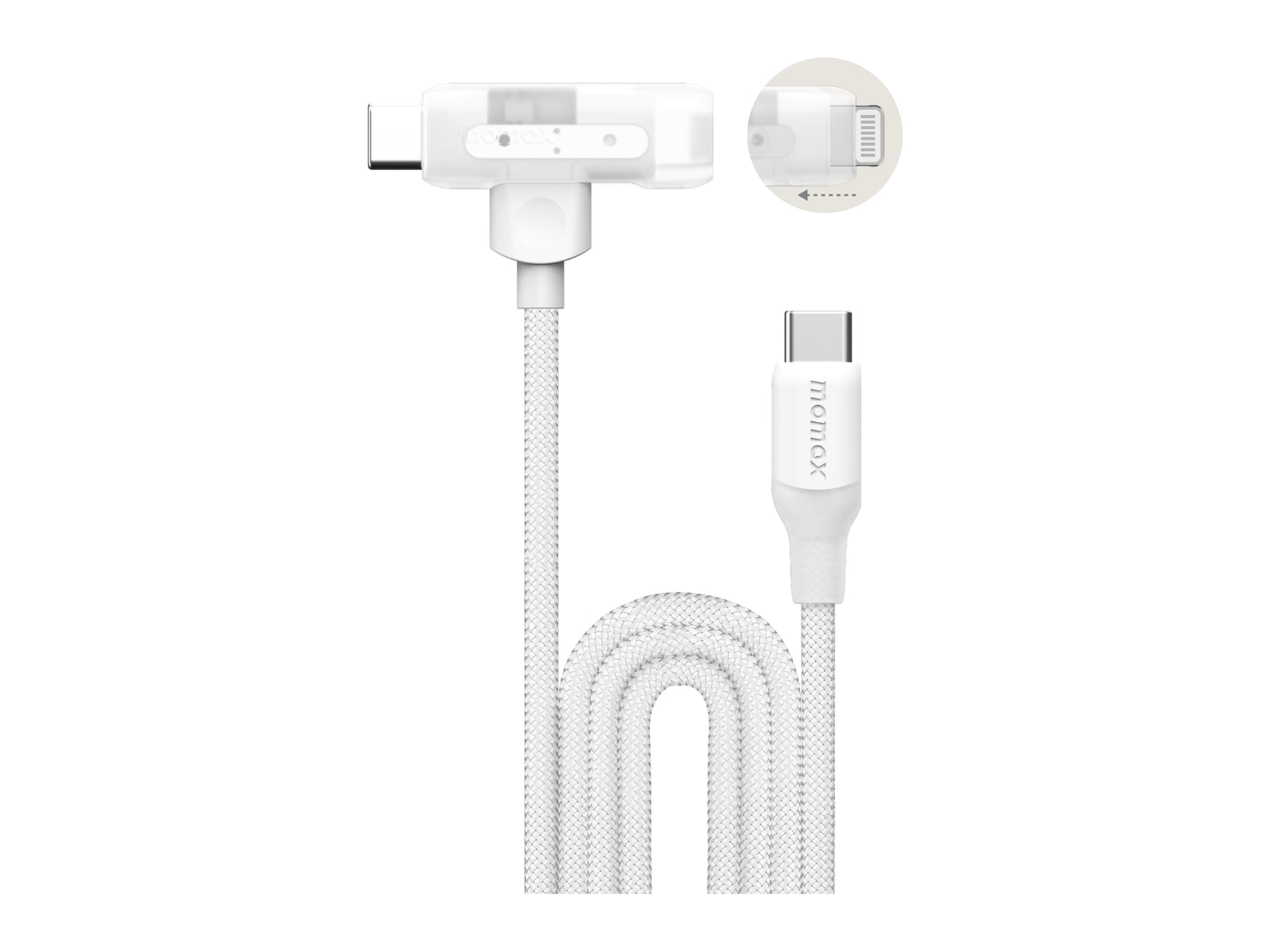MOMAX - 1-Link Flow Duo USB-C to USB-C & Lightning Braided Cable 60W 1.5m White USB Cables