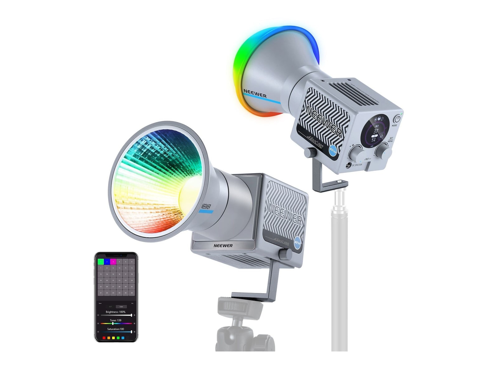 Neewer - HS60C Pro 60W Portable RGB LED Video Light Camera Accessories