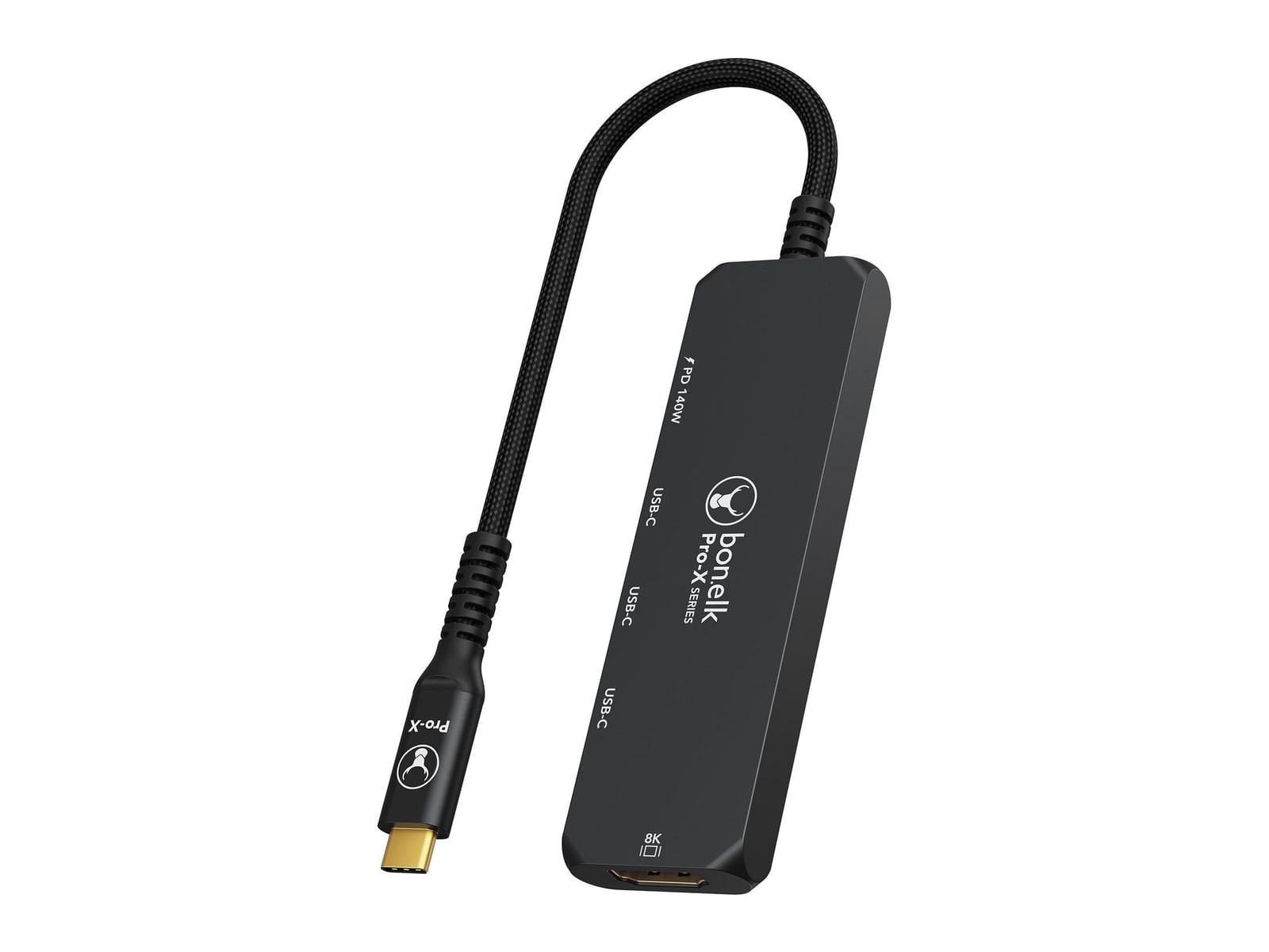 Bonelk - Pro-X Long-Life USB-C 5-in-1 Multiport USB Hubs - Black