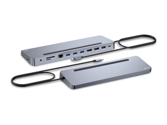 i-tec - C31FLAT2PDPRO USB-C Ergo 3x 4K Docking Station with 100W Power Delivery Docking Stations - Silver