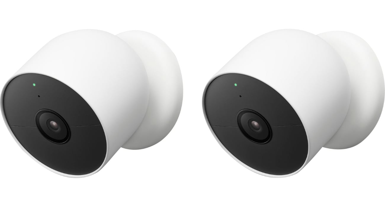 Google - Nest Cam Indoor/Outdoor Security Camera (Battery) 2-Pack Security Cameras - Snow