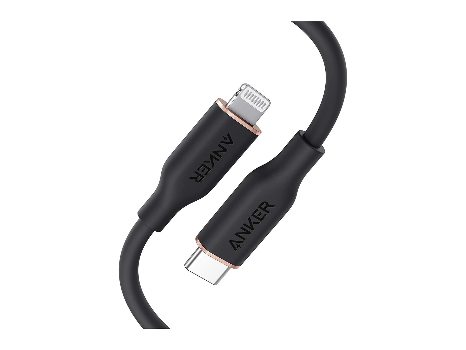 Anker - 641 USB-C to Lightning Cable (Flow, 3ft Silicone) Midnight Black Charging Cables