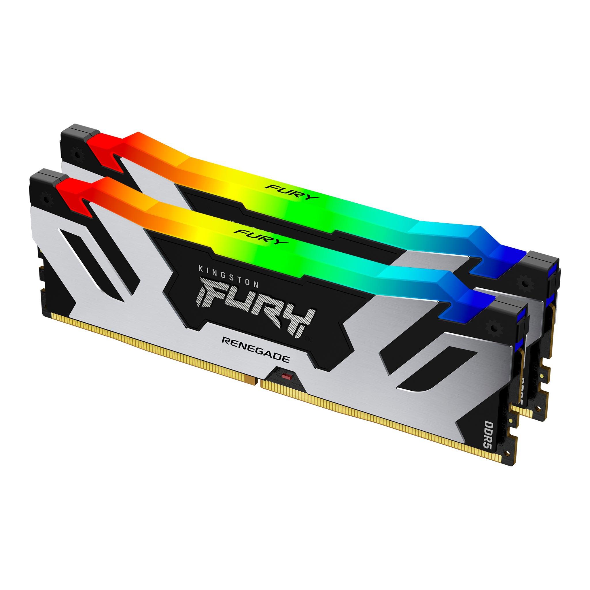 Kingston - FURY Renegade RGB 96GB (2 x 48GB) DDR5 6000 CL32 DIMM Memory (RAM) - Silver / Black