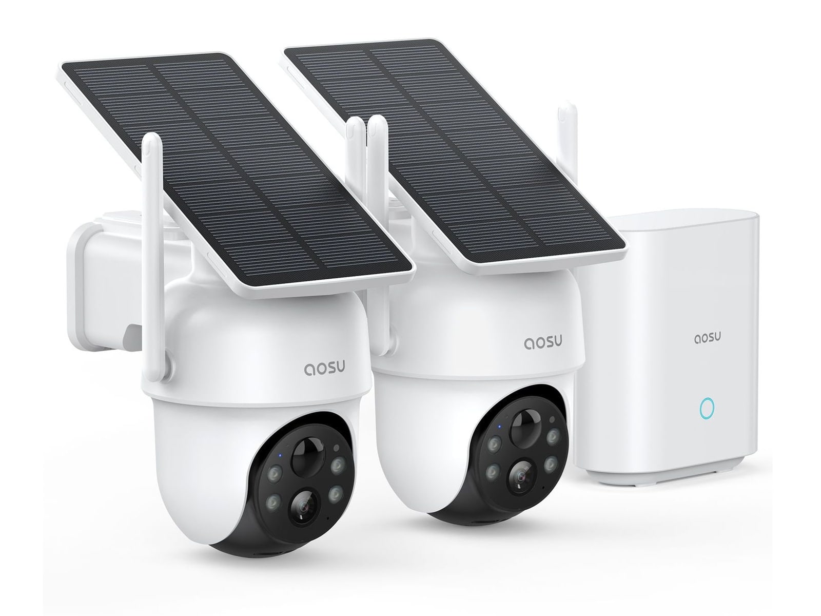Aosu - SolarCam D1 Classic 2K Outdoor PTZ Wi-Fi Turret Night Vision 2-Camera Security Cameras