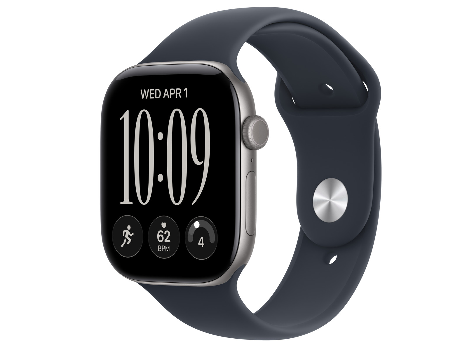 Apple Watch Series 12 GPS 46mm Space Gray Aluminum Case with Navy Blue Sport Band - S/M