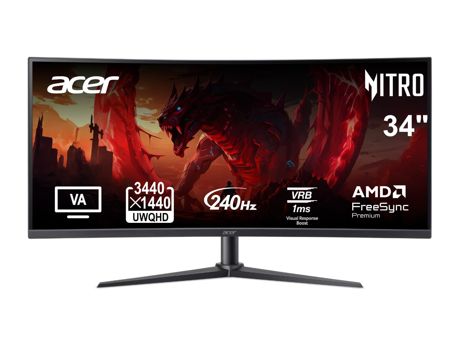 Acer - 34" Nitro XZ340CUR W0bmiiphx UWQHD 240Hz Ultrawide Monitors