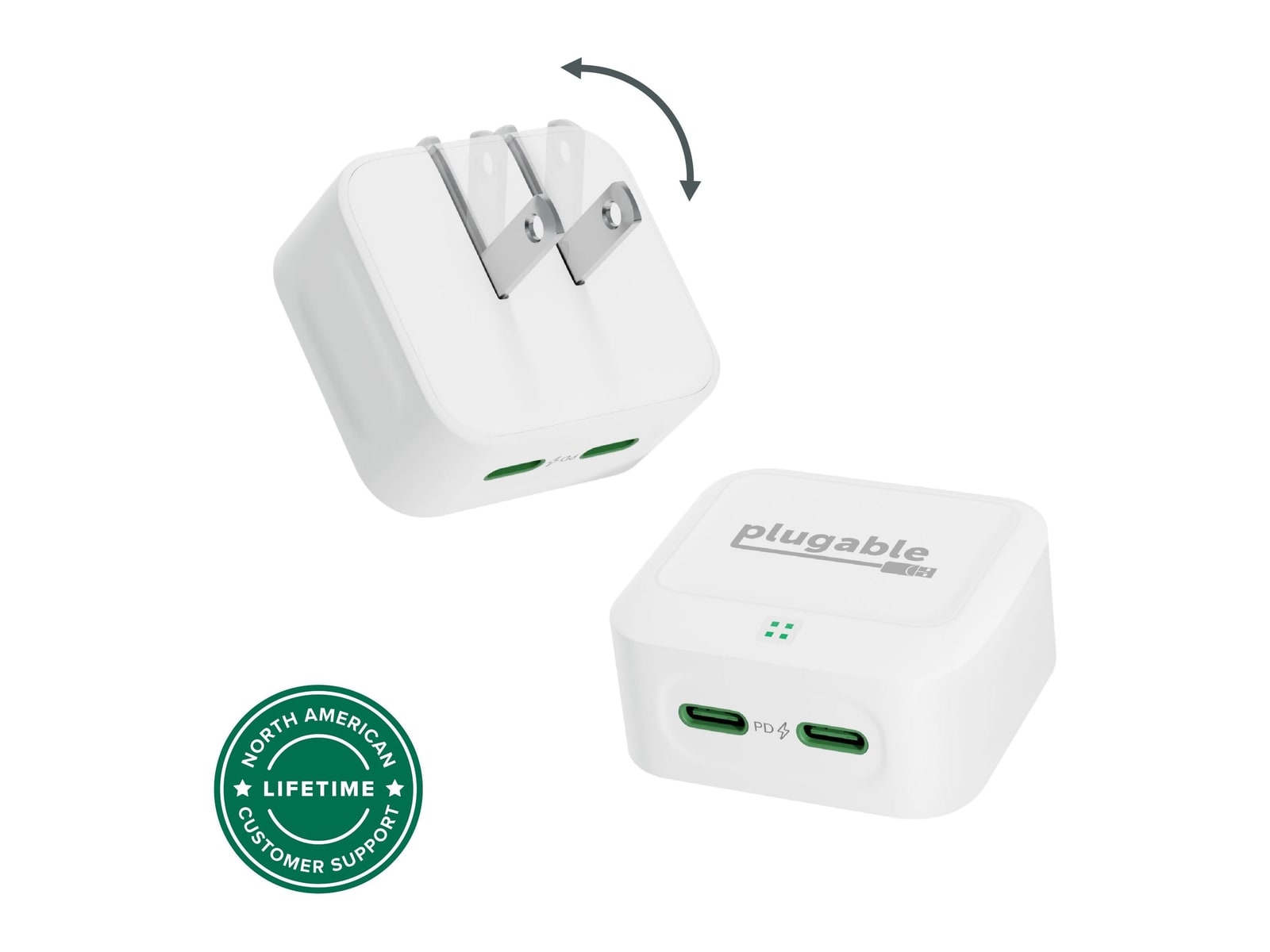 Plugable - Dual USB-C Fast Charger Power Adapters
