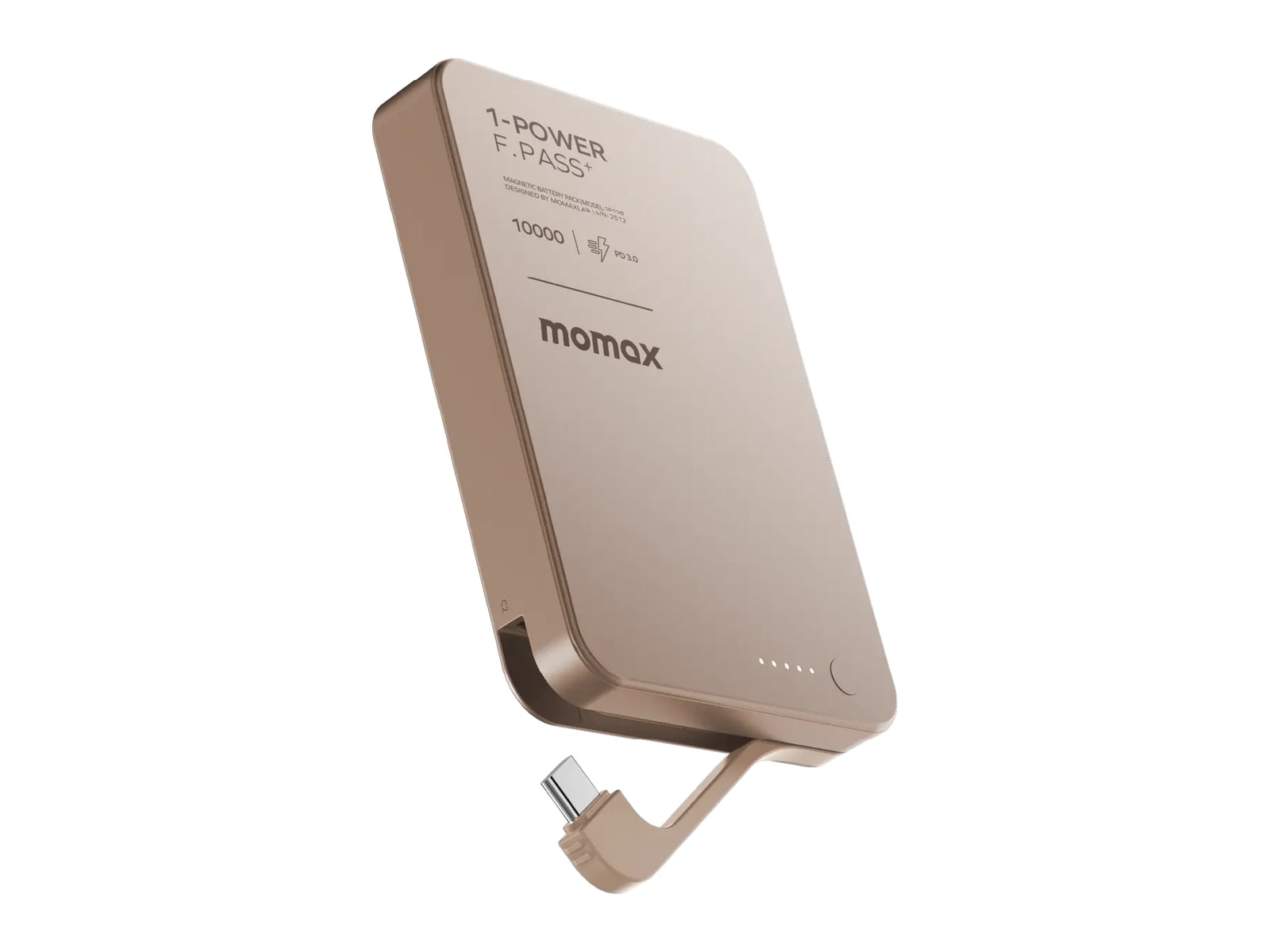 MOMAX - 1-Power F.Pass+ 10000mAh Magnetic Battery Pack Sandstone Power Banks