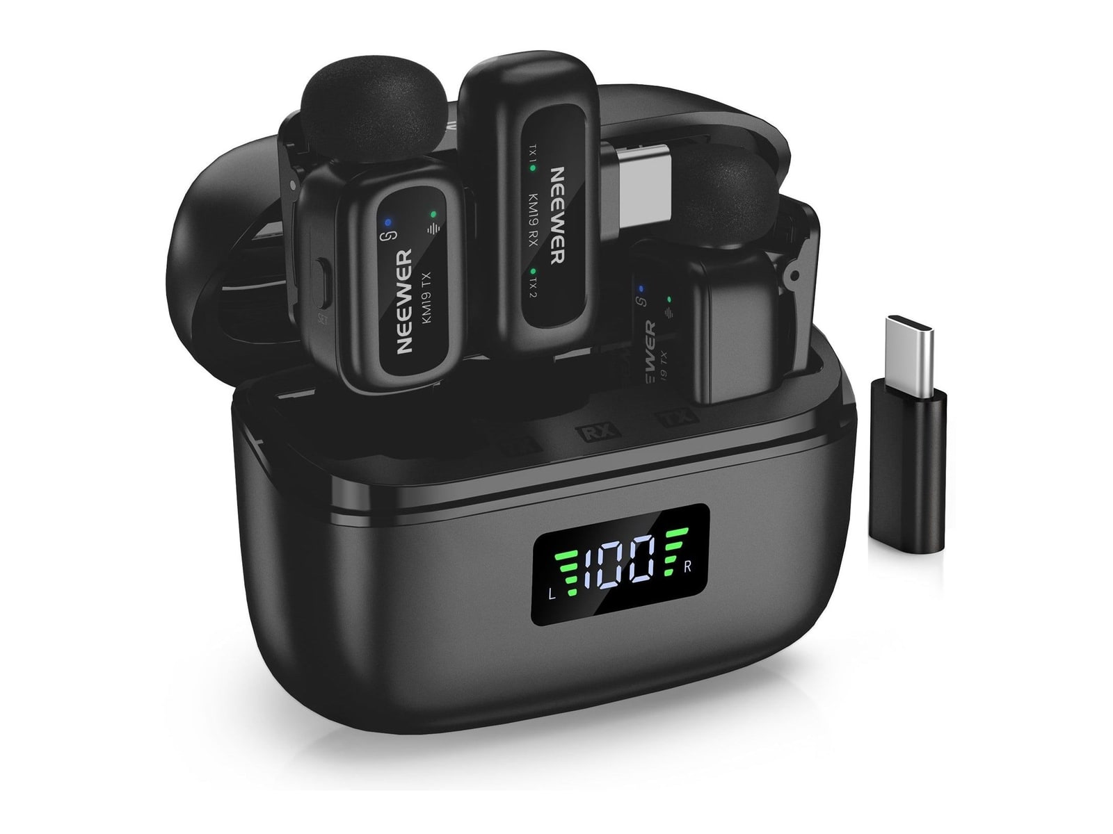 Neewer - KM19 Mini Wireless Lavalier Microphone Microphones - Black