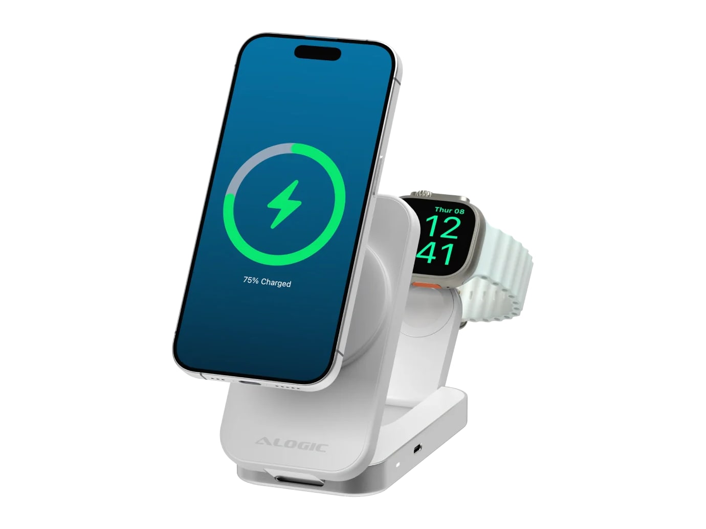 ALOGIC - Flip 2-in-1 Qi2 White Wireless Chargers