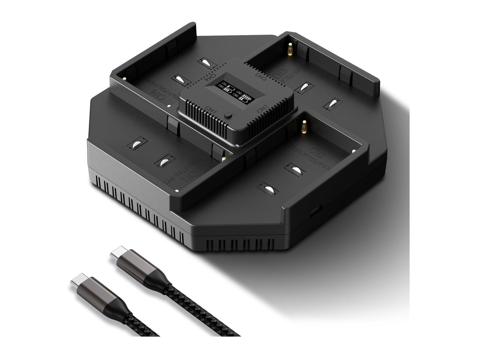Neewer - NW-F4 100W 4 Channel Fast Charger for NP-F550 NP-F750 NP-F970 Battery Camera Batteries