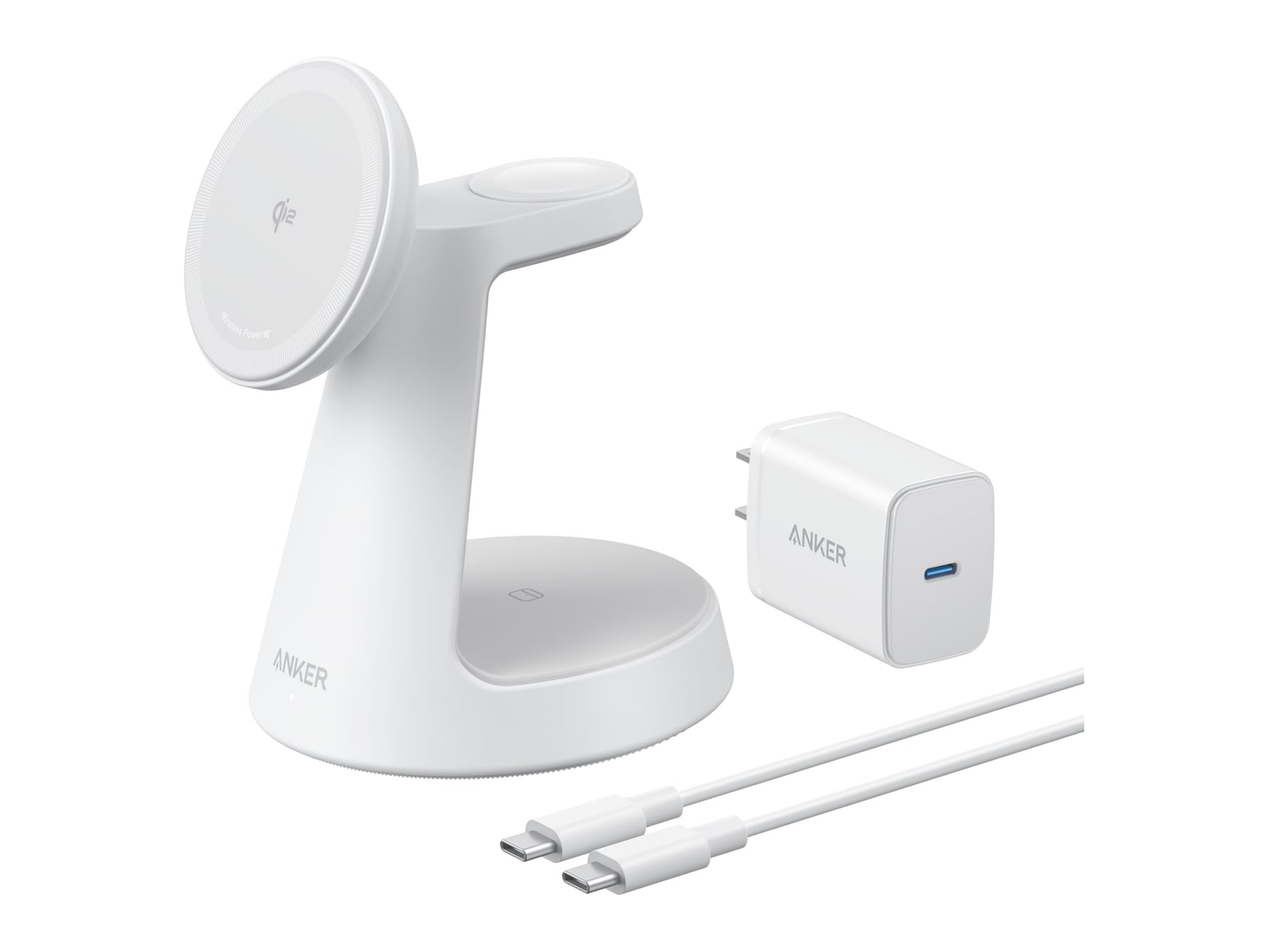 Anker - MagGo Wireless Charging Station (3-in-1, Dock Stand) White Wireless Chargers