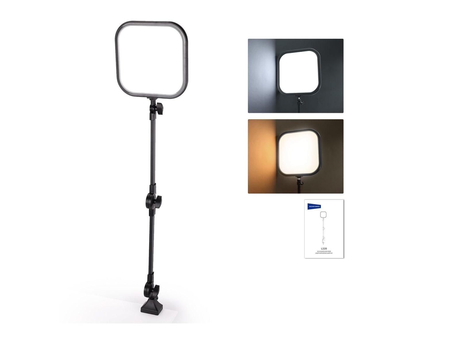 Neewer - BASICS L220 10.8" Bi Color Panel Light with Desk Stand Camera Accessories