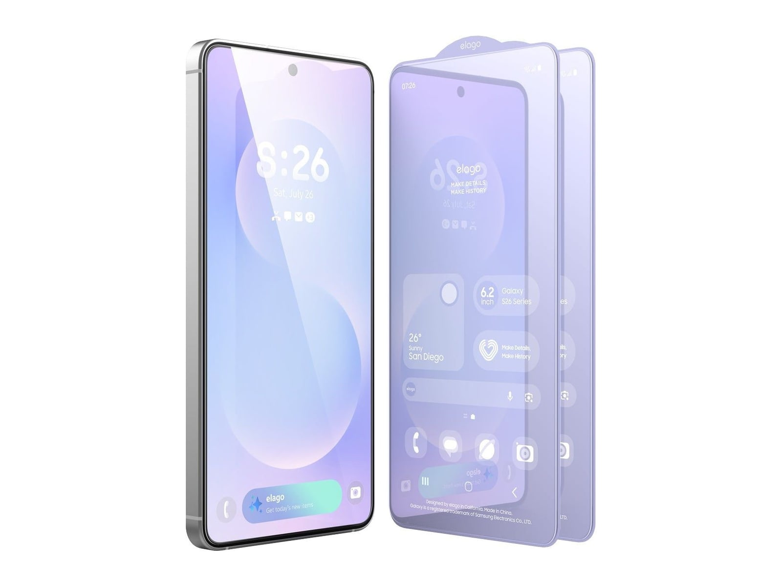 elago - Tempered Glass + Screen Protector (2 Pcs) - Galaxy S26