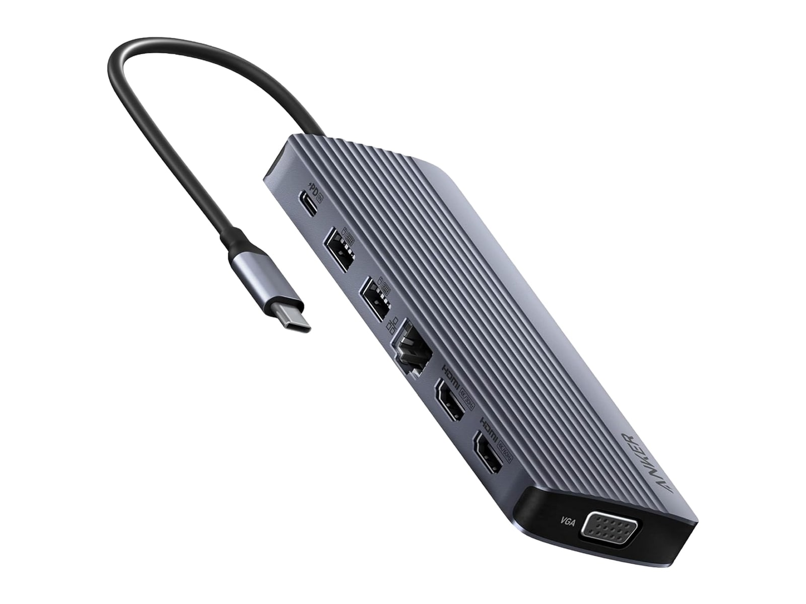 Anker - USB-C Hub (14-in-1, Triple Display) USB Hubs - Gray