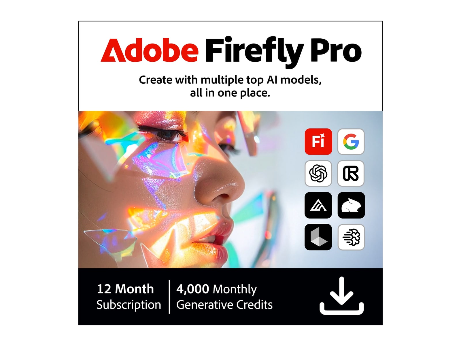 Adobe - Firefly Pro 4,000 Monthly Generative Credits (12-Month Subscription) Photo Editing Software
