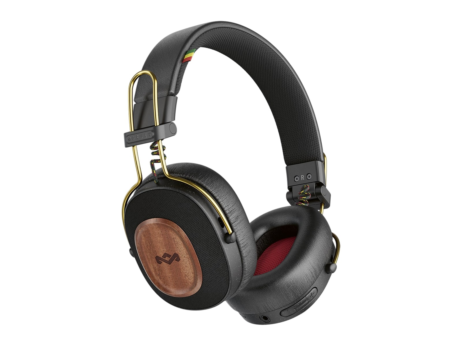 House of Marley - Positive Vibration Riddim Headphones Bluetooth 5.3 On-Ear Headphones - Rasta