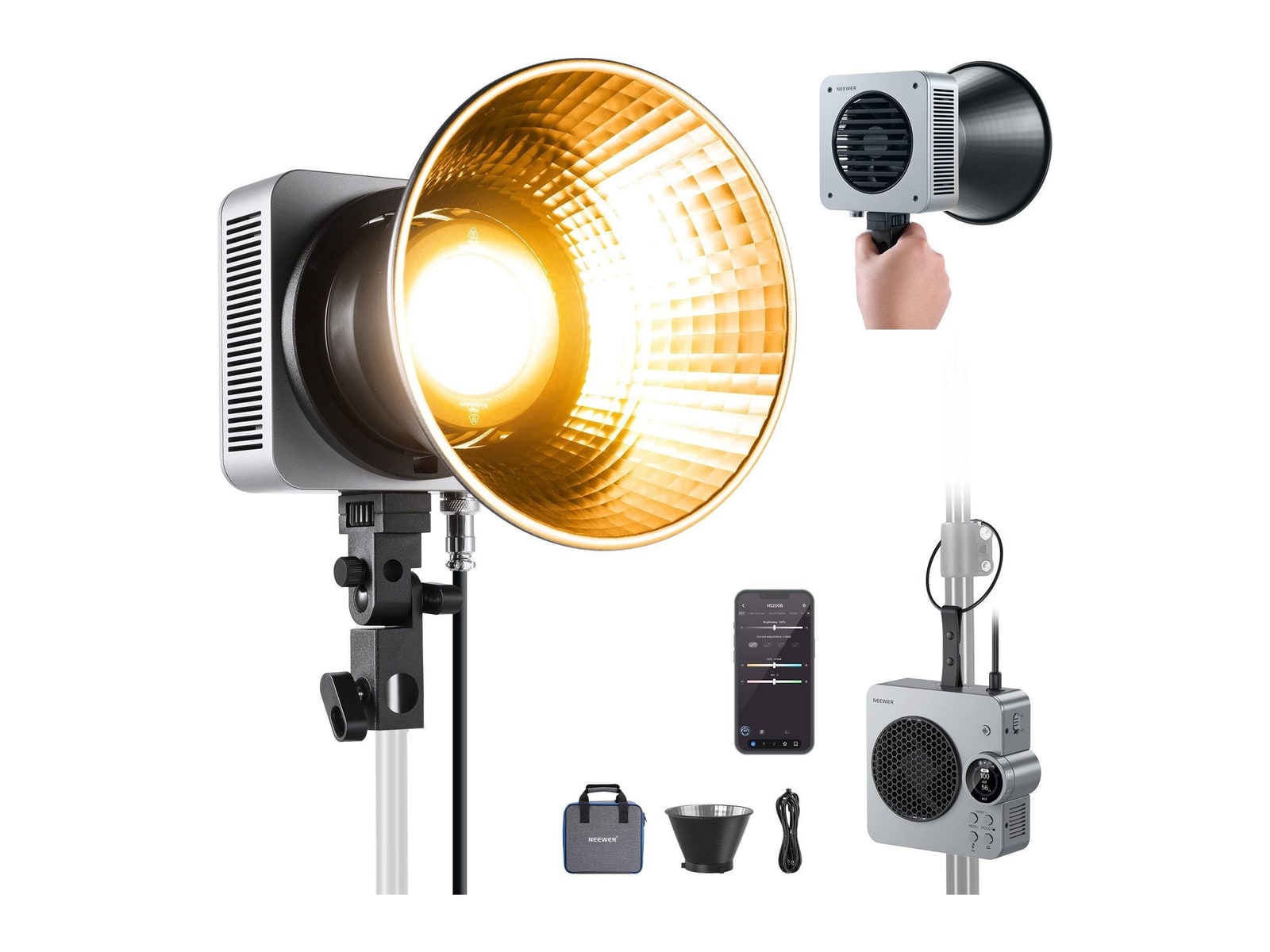 Neewer - HS200B 280W Portable Bi-Color LED Video Light Camera Accessories