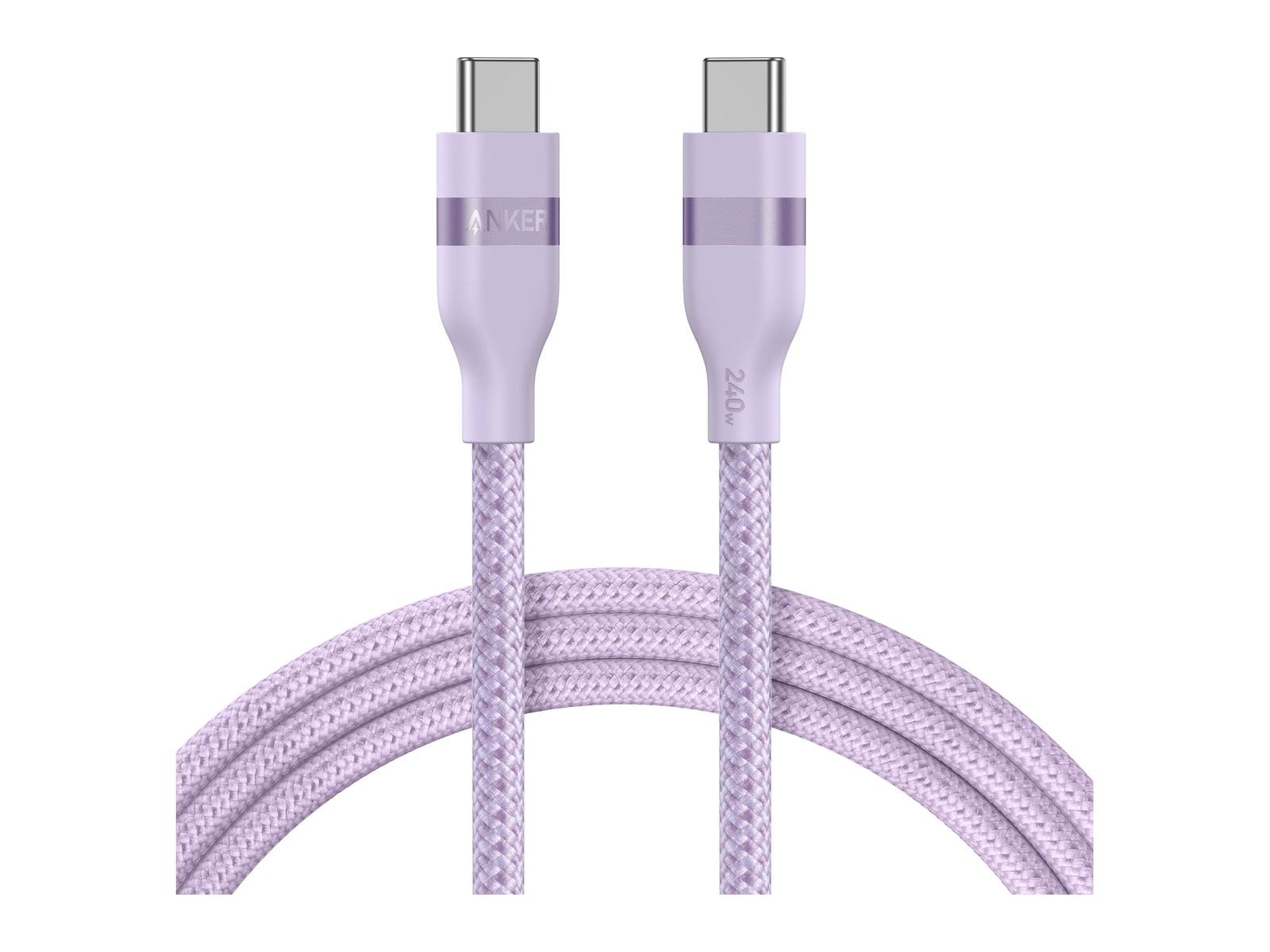 Anker - USB-C to USB-C Cable (240W, Upcycled-Braided) 6ft Purple Charging Cables