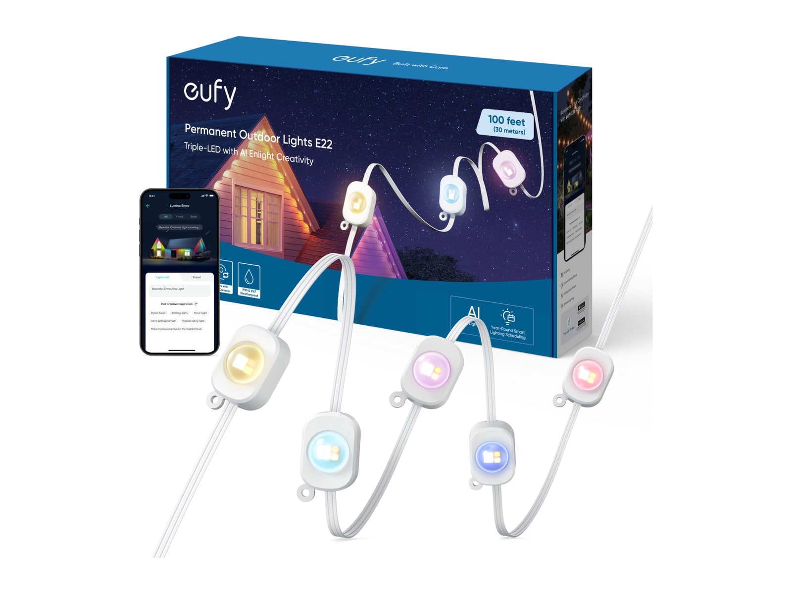 Eufy - Permanent Outdoor Lights E22 100ft Smart Lighting - Multicolor