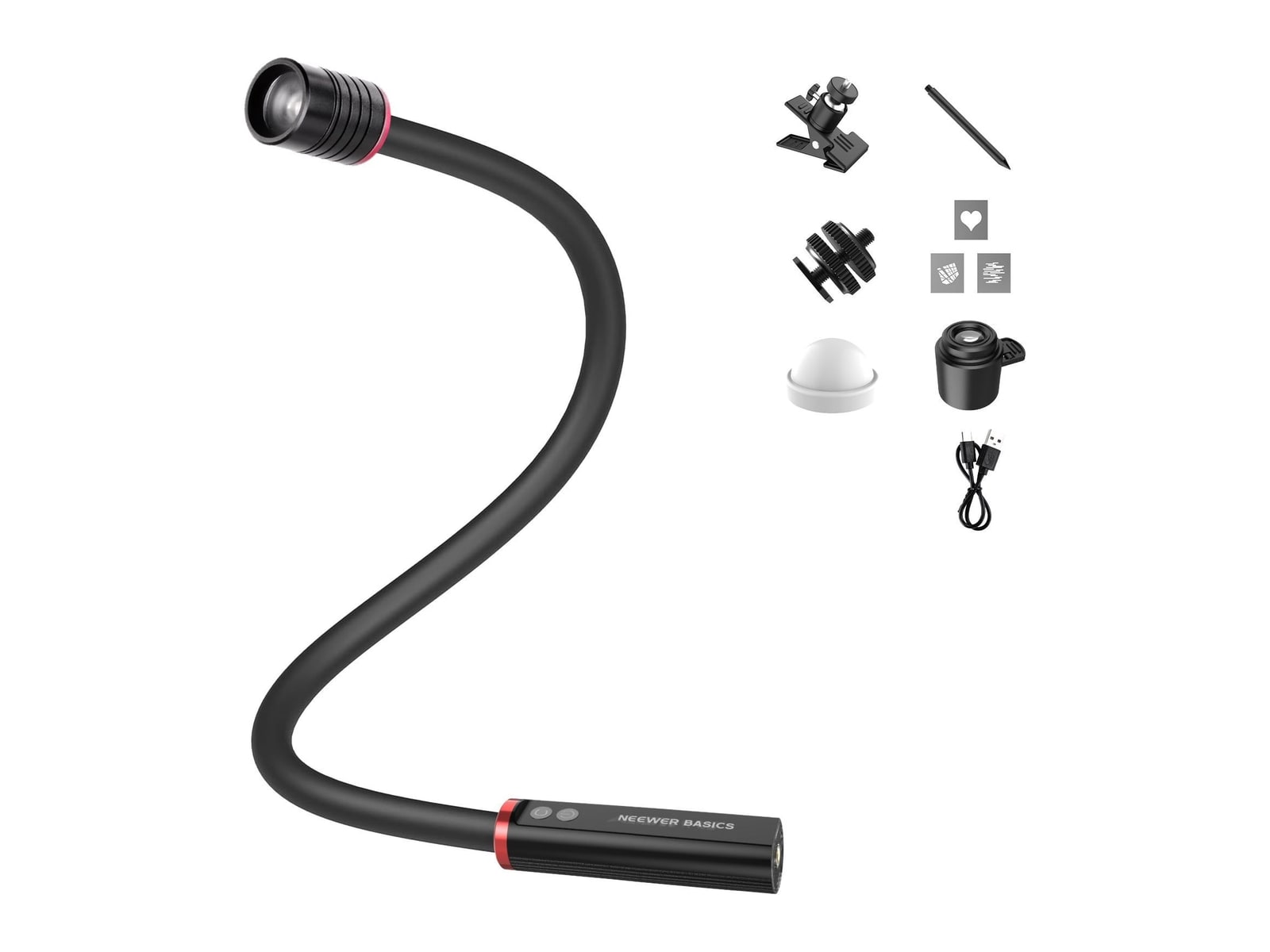 Neewer - BASICS ML01 Macro Photography LED Light Camera Accessories - Black