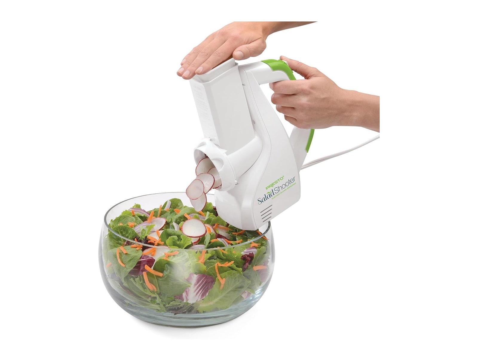Presto - SaladShooter Electric Slicer/Shredder Handheld Food Chopper White Food Processors