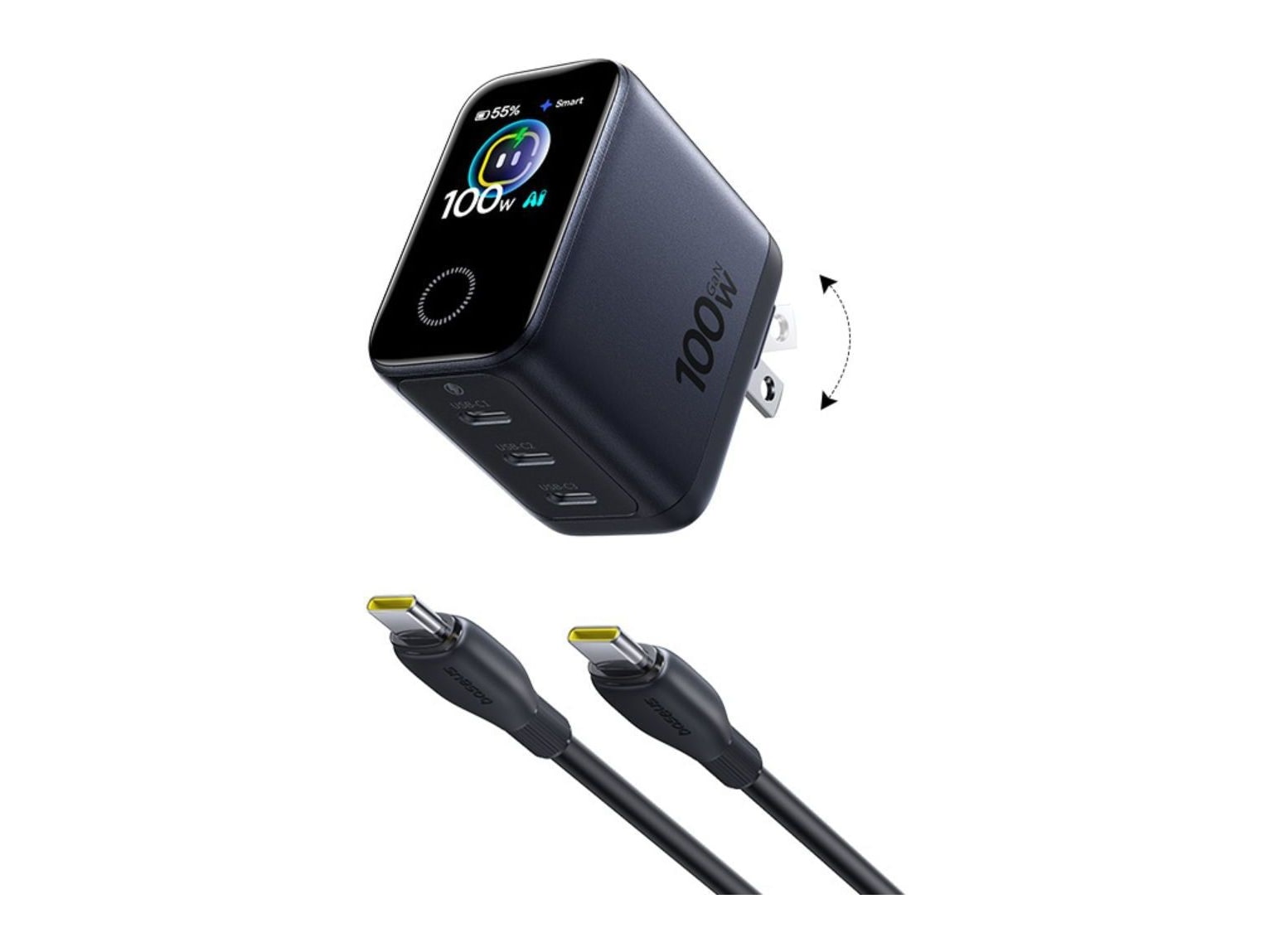 Baseus - PicoGo Pro AH22 Digital Display Fast Charger 3C 100W Black Wall Chargers