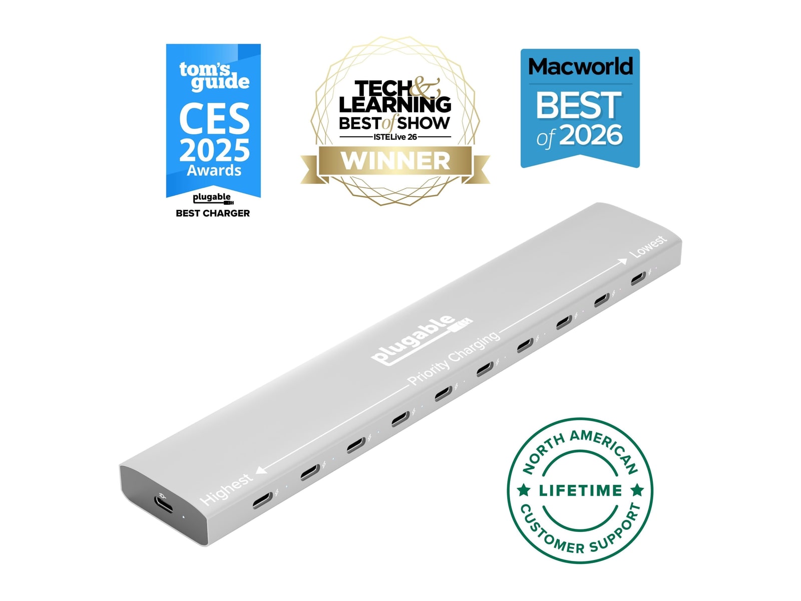 Plugable - 10 Port USB-C Charging Station Power Adapters