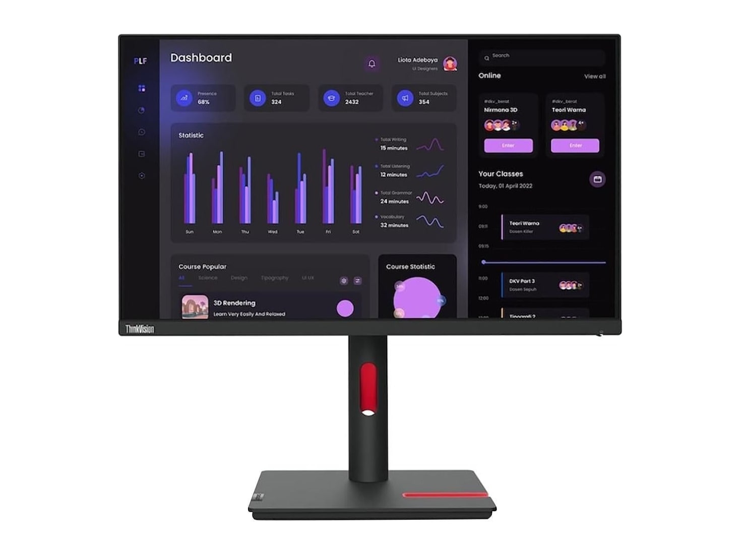 Lenovo - 23.8" ThinkVision T24i-30 Full HD 60Hz Professional Monitors - Black