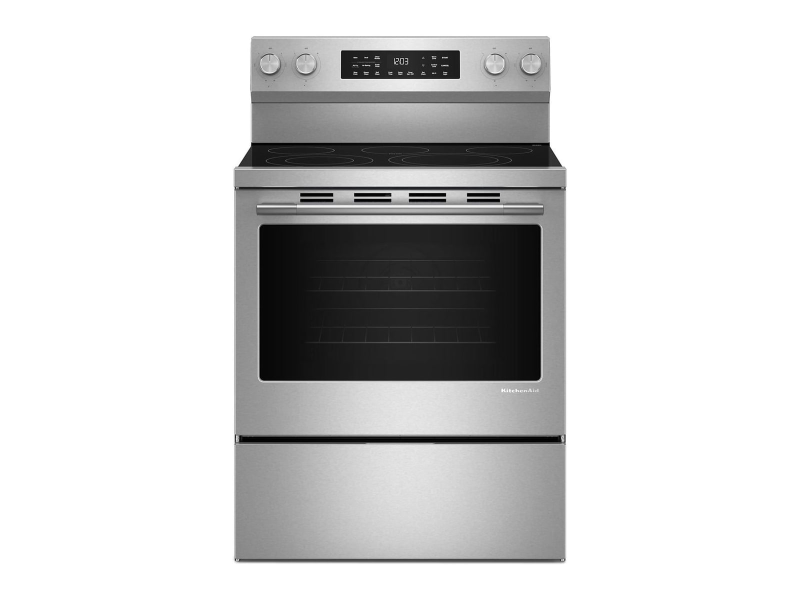 KitchenAid - 5.3 Cu. Ft. Freestanding Electric Range with Convection Cooking Modes 30-Inch Wide PrintShield Stainless Ovens & Ranges
