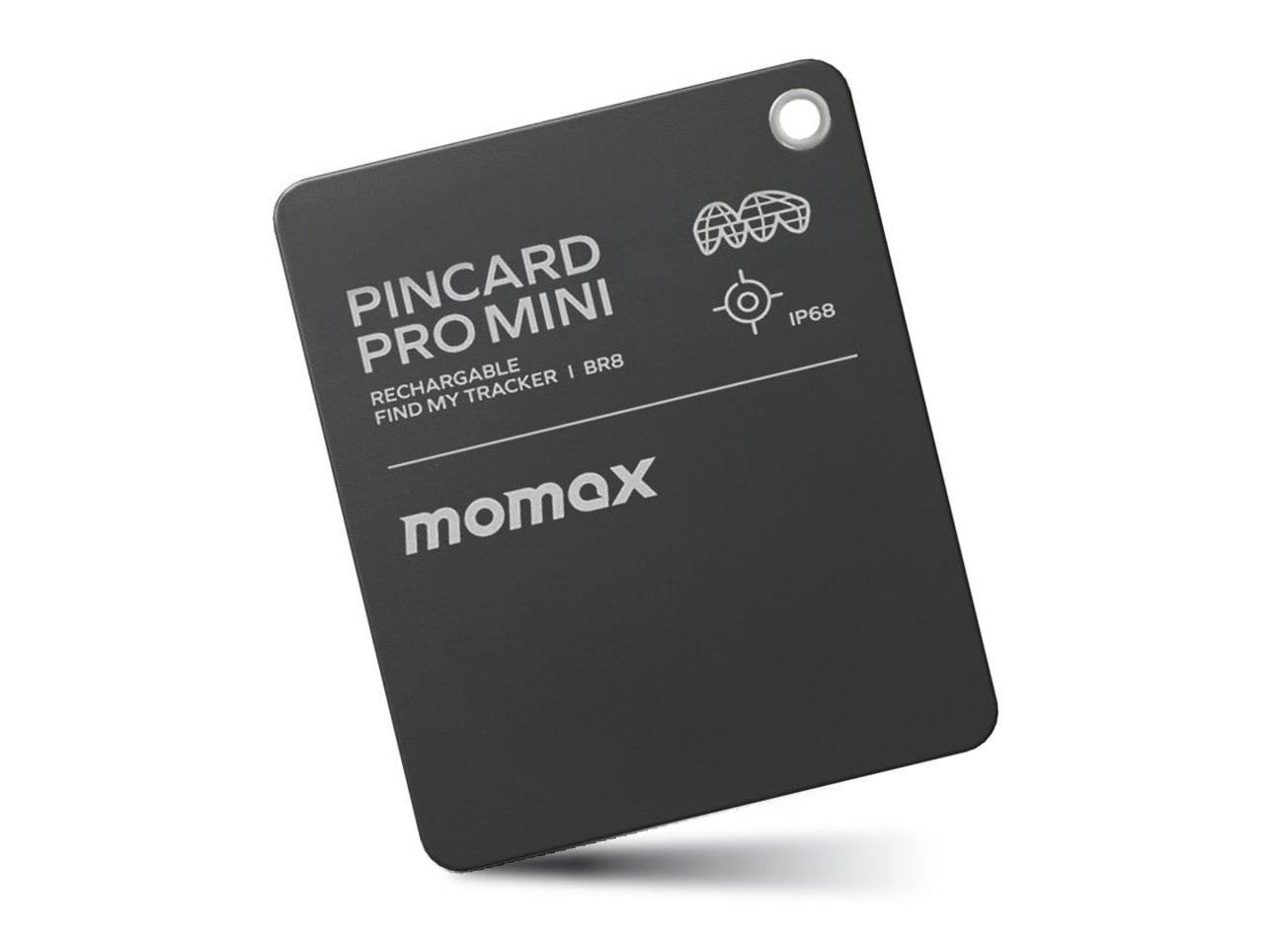 MOMAX - PinCard Pro Mini Rechargeable Find My Locator Bluetooth Trackers - Black