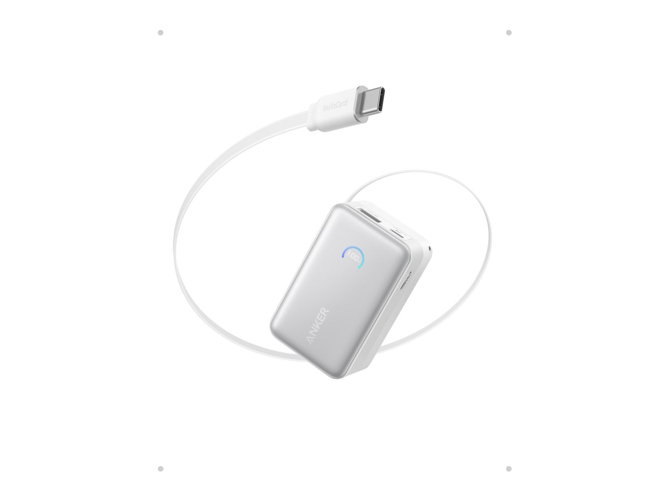 Anker - Nano Power Bank (10K, 45W, Built-In Retractable USB-C Cable) White Power Banks