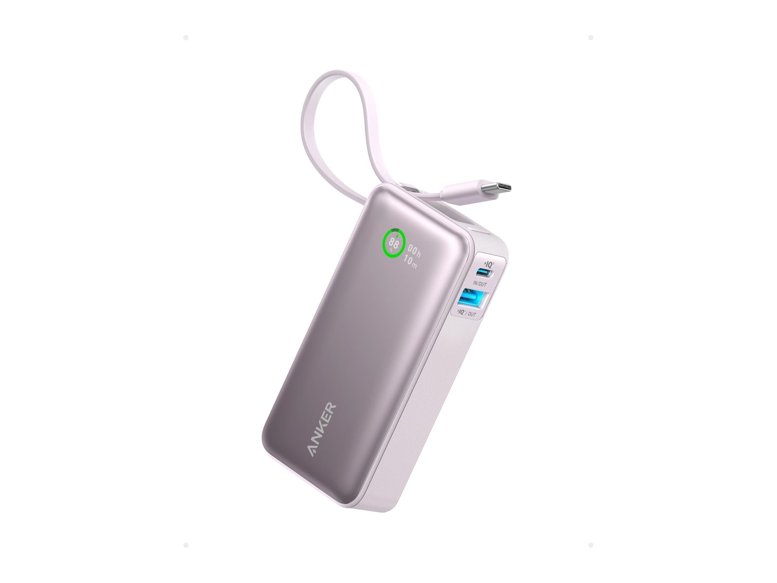 Anker - Nano Power Bank (30W, Built-In USB-C Cable) Purple Power Banks