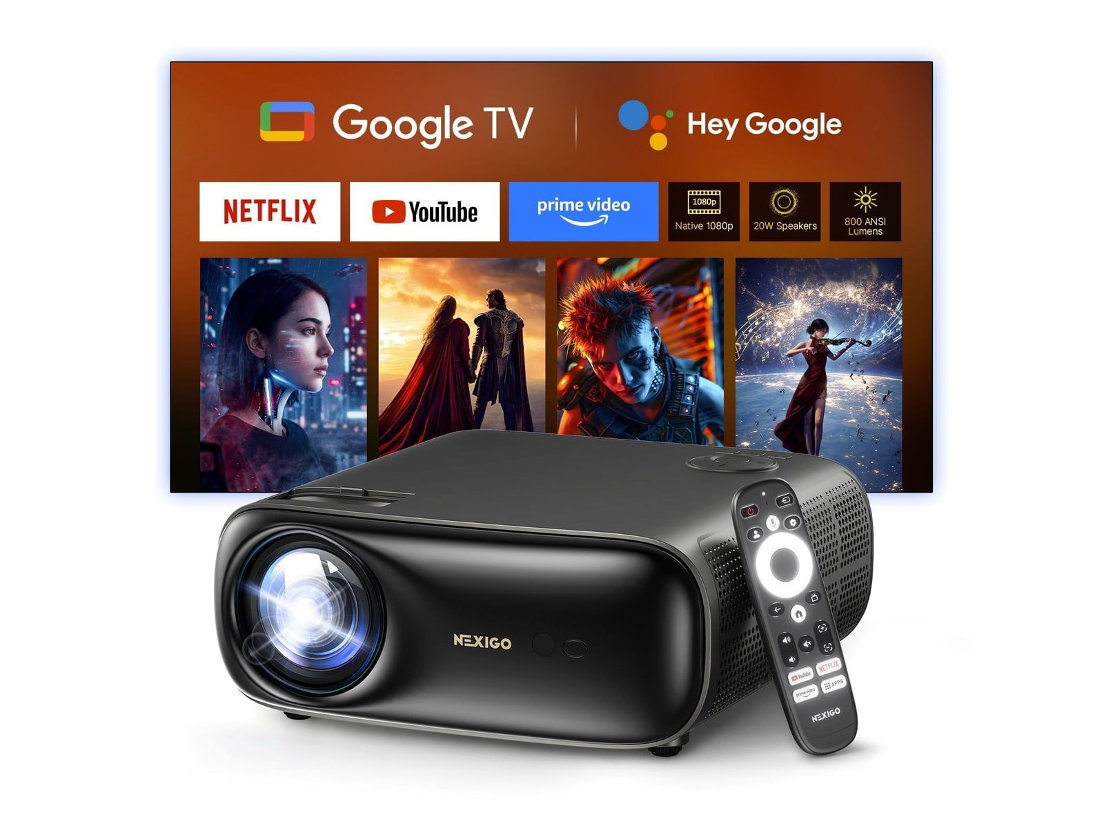 NexiGo - PJ40 Pro Smart Projector with Google TV Projectors