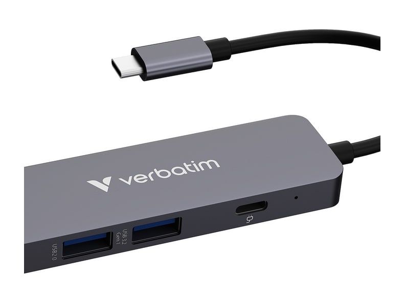 Verbatim - USB-C Essentials Multiport Hub 32155 4-Port USB Hubs - Silver