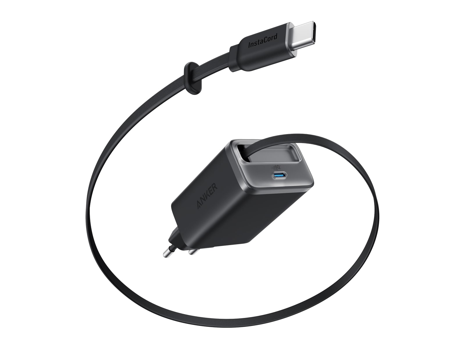 Anker - Nano Charger (35W, Built-In Retractable USB-C Cable) Black Wall Chargers