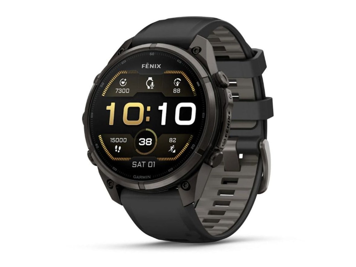 Garmin - fenix 9 Pro - 47 mm Carbon Gray DLC Titanium with Black/Pebble Gray Silicone Band Smart Watches - Gray