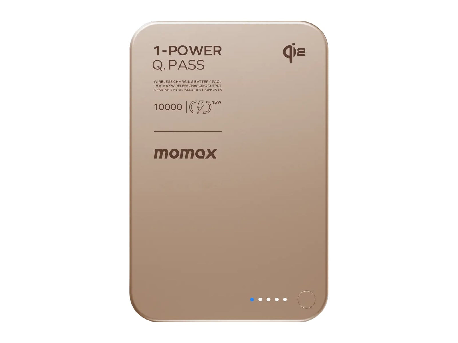 MOMAX - 1-Power Q.Pass 10000mAh Qi2 Magnetic Wireless Battery Pack Sandstone Power Banks