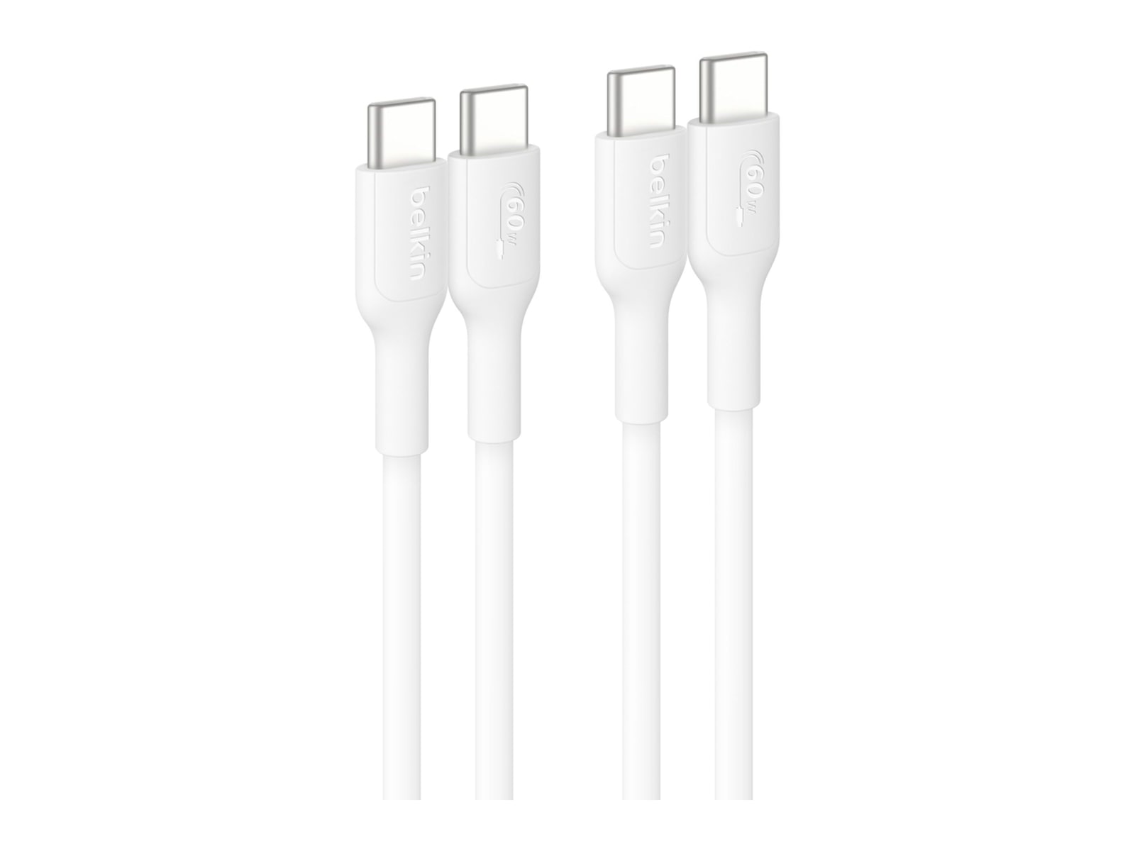 Belkin - USB-C to USB-C Cable 60W - 3.3ft/1m - White - 2-pack Charging Cables
