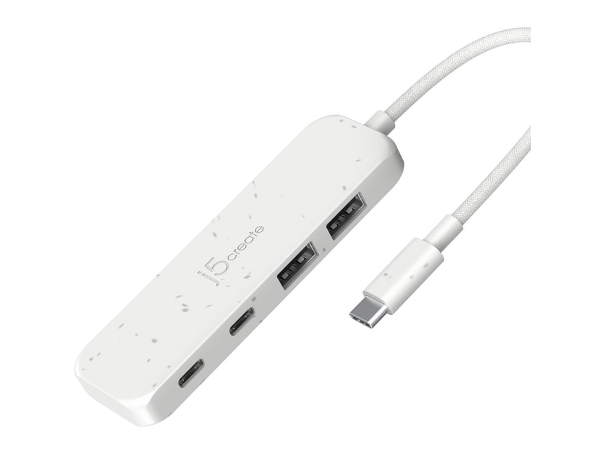 j5create - Eco-Friendly USB-C to 4-Port Type-C & Type-A Gen 2 Hub USB Hubs - Pure White