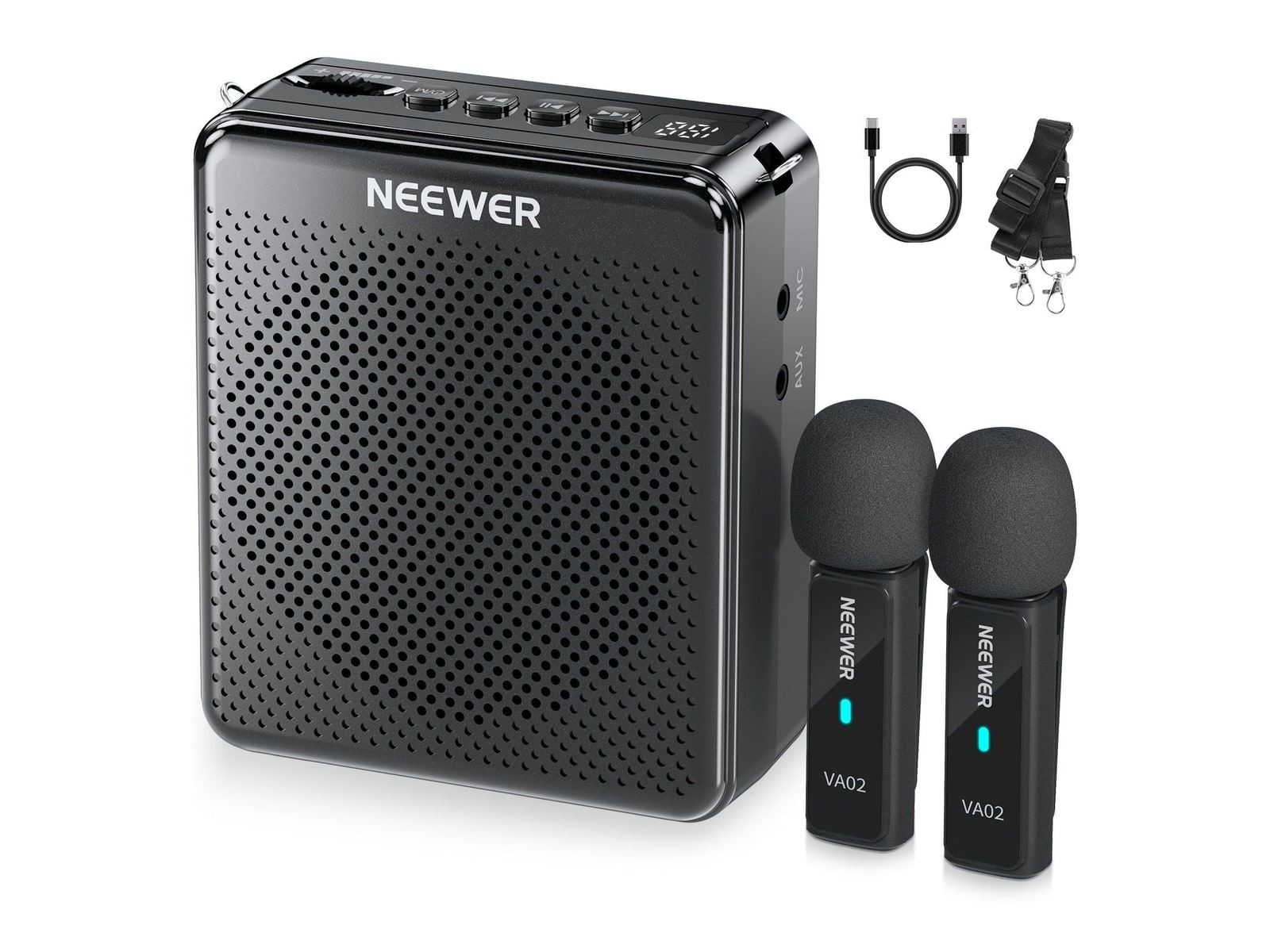 Neewer - VA02 Voice Amplifier with Wireless Microphone Microphones