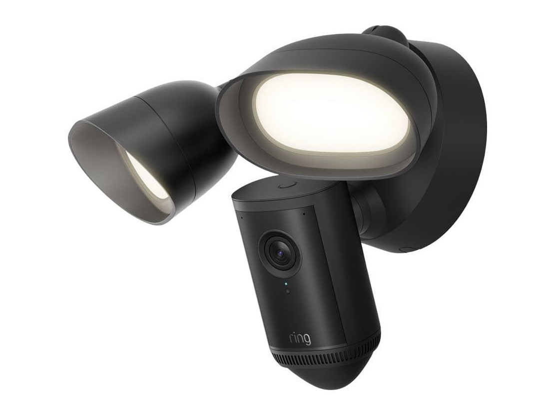 Ring - Wired Floodlight Cam Pro With Retinal 4K Security Camera Black Security Cameras