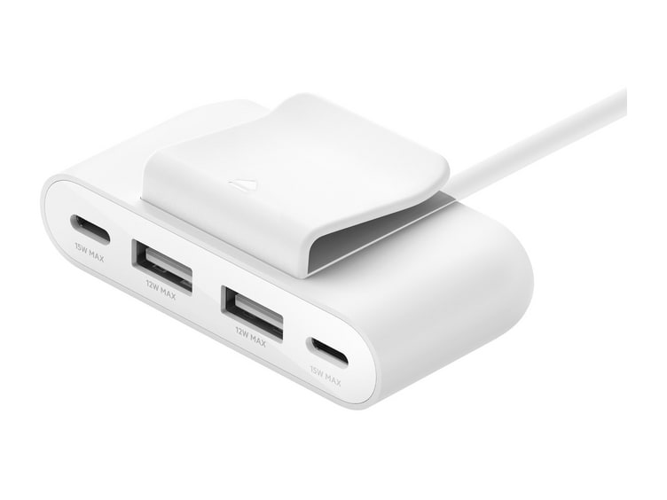 Belkin - BoostCharge 4-Port USB Power Extender USB-C USB Hubs - White