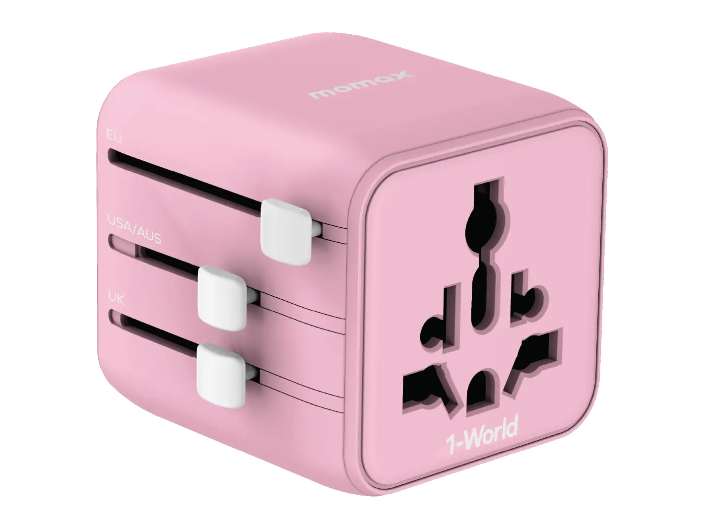 MOMAX - 1-World Universal Travel Charger Pink Wall Chargers