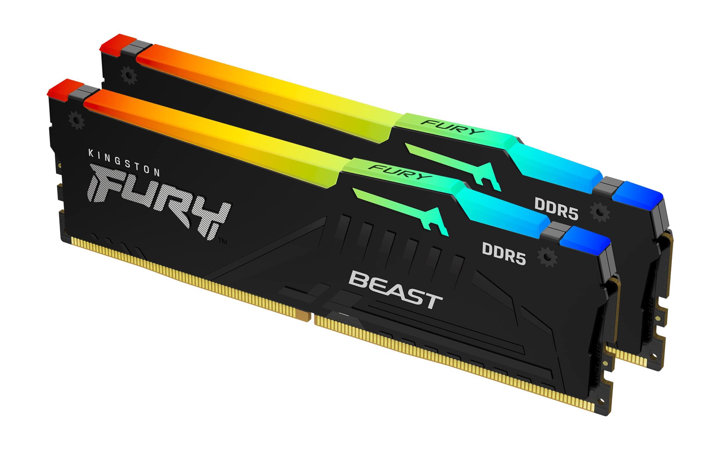 Kingston - FURY Beast RGB 64GB (2 x 32GB) DDR5 5600 CL36 DIMM Memory (RAM) - Black