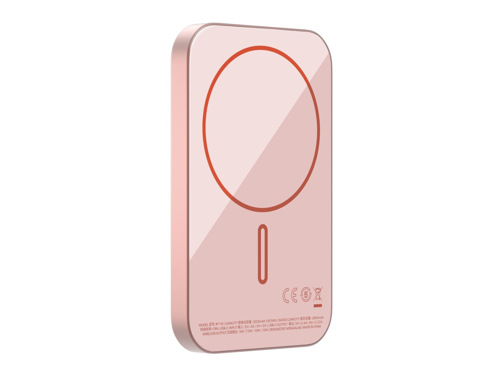 MOMAX - Q.Mag X Magnetic Wireless Power Bank 5000mAh Viva Magenta Power Banks